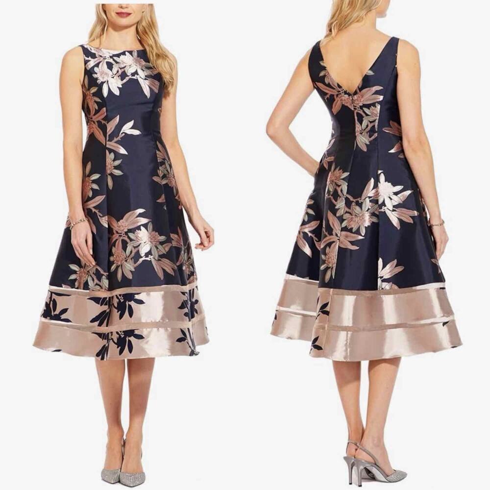 Adrianna Papell Short Jacquard Dress Size US 4 Party Formal